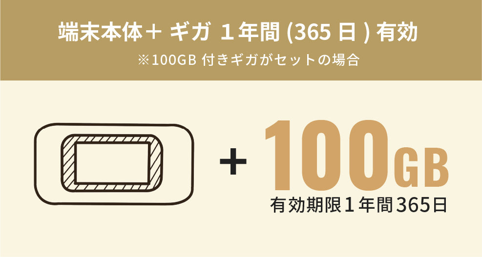 端末本体＋ ギガ １年間(365 日) 有効