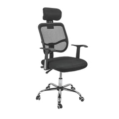 Silla de Oficina Ergonómica con Apoyacabeza Negra