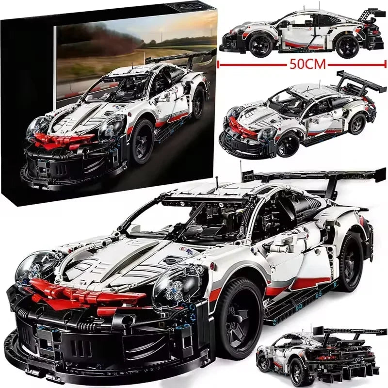 1580Pcs Technical Racing Building Blocks Electric Remote Control LED Lights Model 911Rsr Car MOC Bricks Toys