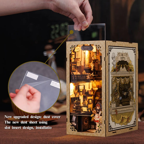 Grandfather’s Antique Store DIY Book Nook Kit, Bookshelf Insert Decor Diorama, 3D Wooden Puzzle Book end, Miniature Book Stand