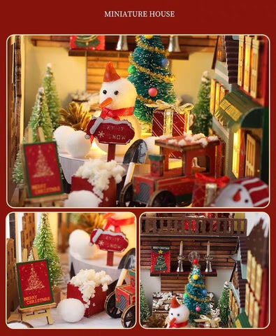 Christmas DIY Book Nook Kit - Santa Claus’s Room 3D Wooden Bookend - Miniature House Crafts