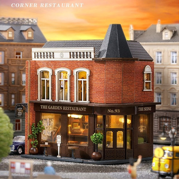 Corner Restaurant DIY Dollhouse Kit | Mini House | Miniature House Crafts