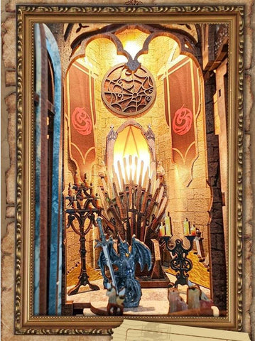 Dragon Castle DIY Book Nook Kit - Game of Thrones Inspired Bookshelf Insert Diorama - Miniature Crafts