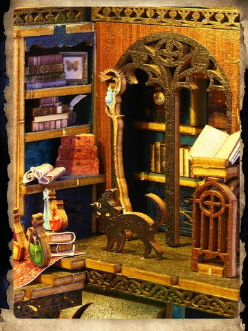 Magic Market DIY Book Nook Kit - 3D Wooden Bookend Puzzles - Bookshelf Insert Diorama - Miniature Dollhouse Crafts