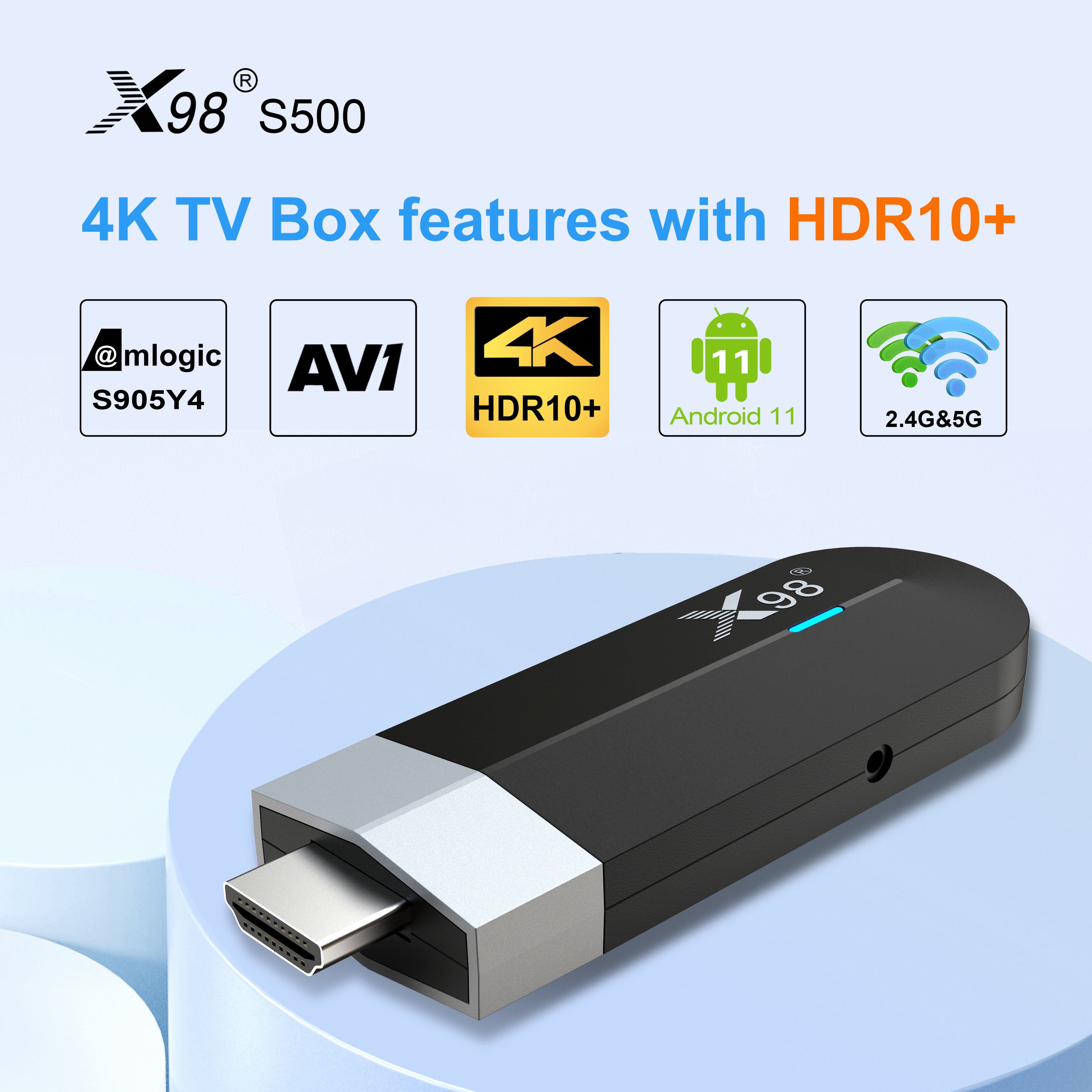 X98 S500 4K Android 11 TV Stick Amlogic S905Y4 Quad core