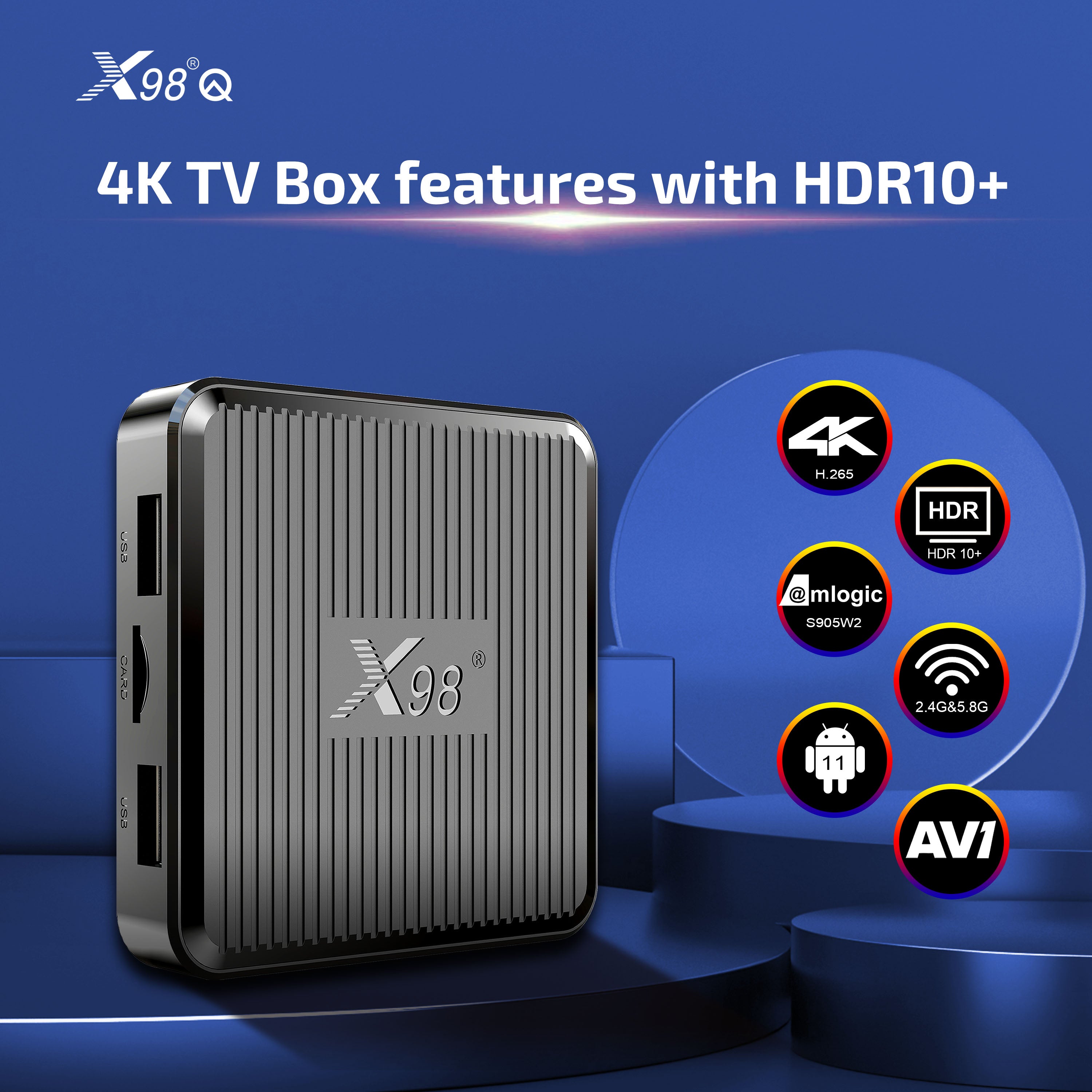 X98Q Amlogic S905W2 Quad Core 4K Dual WiFi TV Box