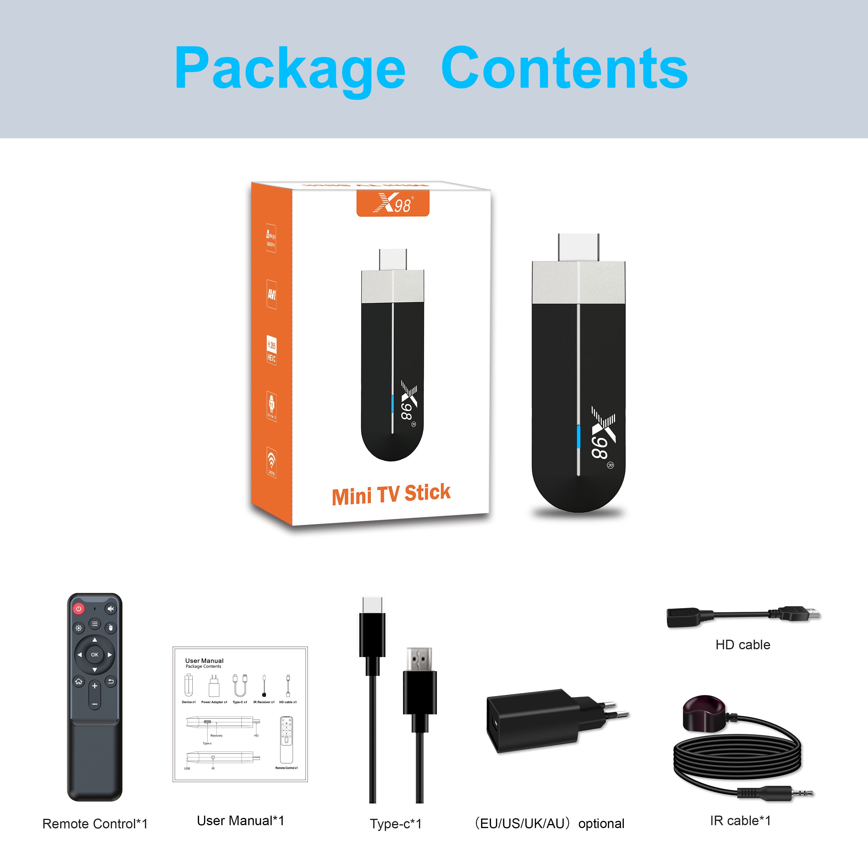 X98 S500 4K Android 11 TV Stick Amlogic S905Y4 Quad core