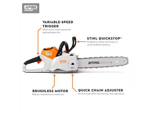 Stihl MSA 120 C-BQ 12 In. Battery Chainsaw (Tool Only) — Russo Power  Equipment
