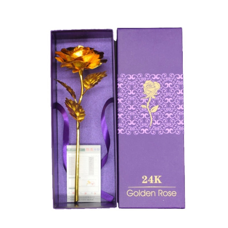 24k Gold Plated Rose With Love Holder Box Gift Valentine's Day Mother's Day Gifts Flower Gold Dipped Rose