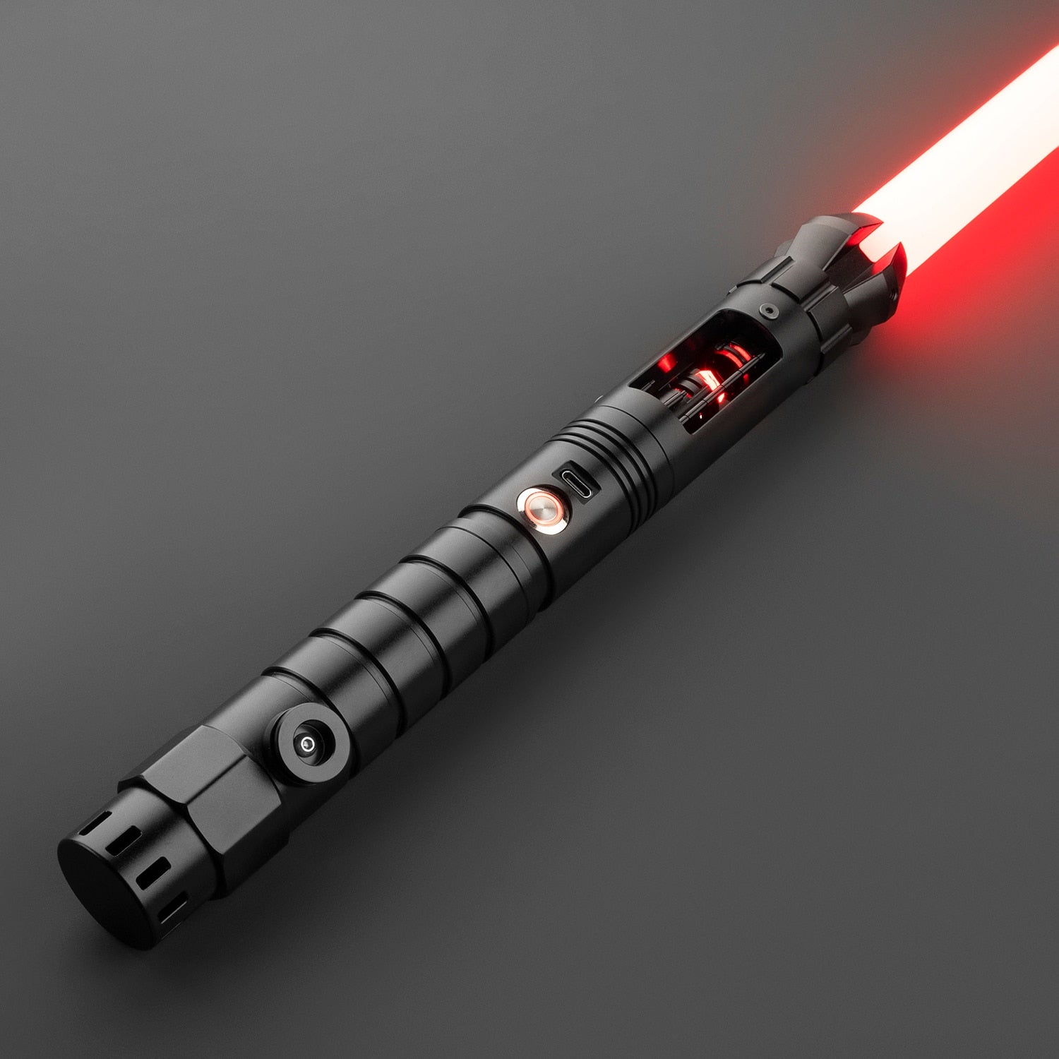 DamienSaber Crystal Light Saber Sensitive Smooth Swing Heavy Dueling Lightsaber Metal Hilt Laser Sword Toys with 12 Sound Fonts