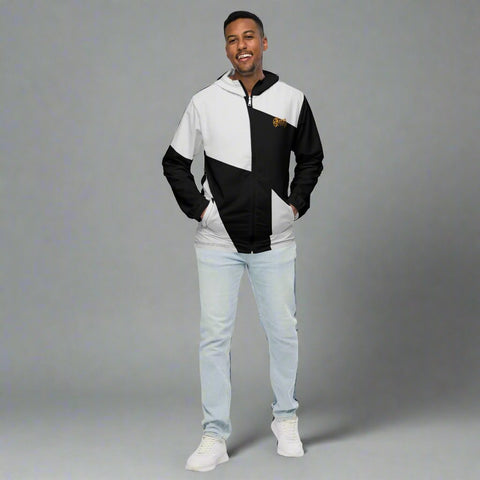 #GT4L Men's Black and Grey Patchwork Windbreaker