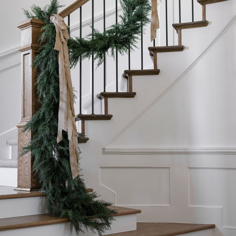 garland on stairs