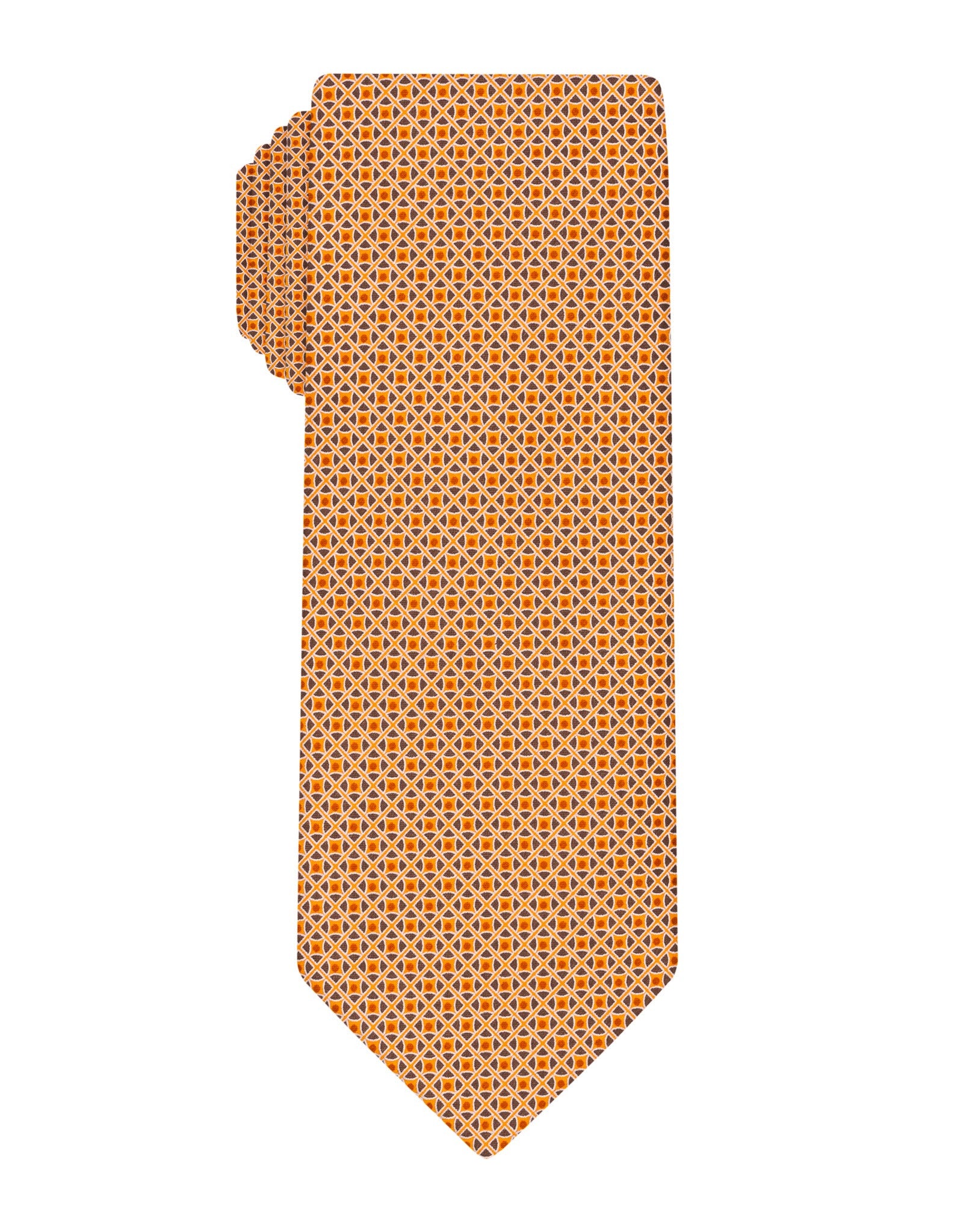 Orange Handprinted Symmetrical Tie