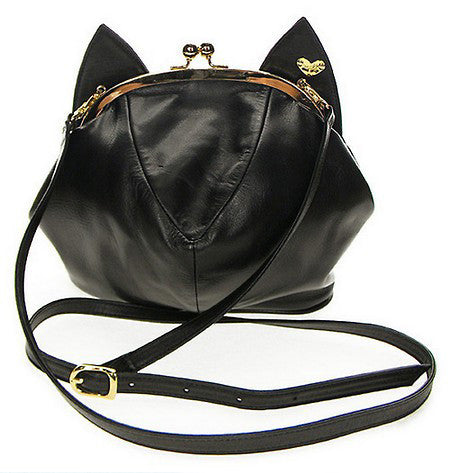 Black leather shoulder bag