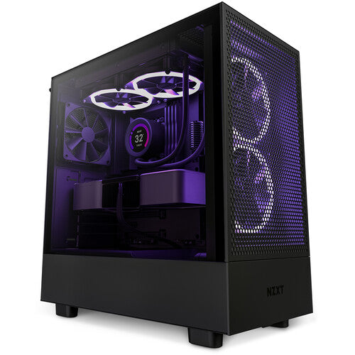 NZXT H6 Flow RGB Mid-Tower Airflow Case with 3 RGB Fans, Panoramic Glass  Panels, Cable Management - Black