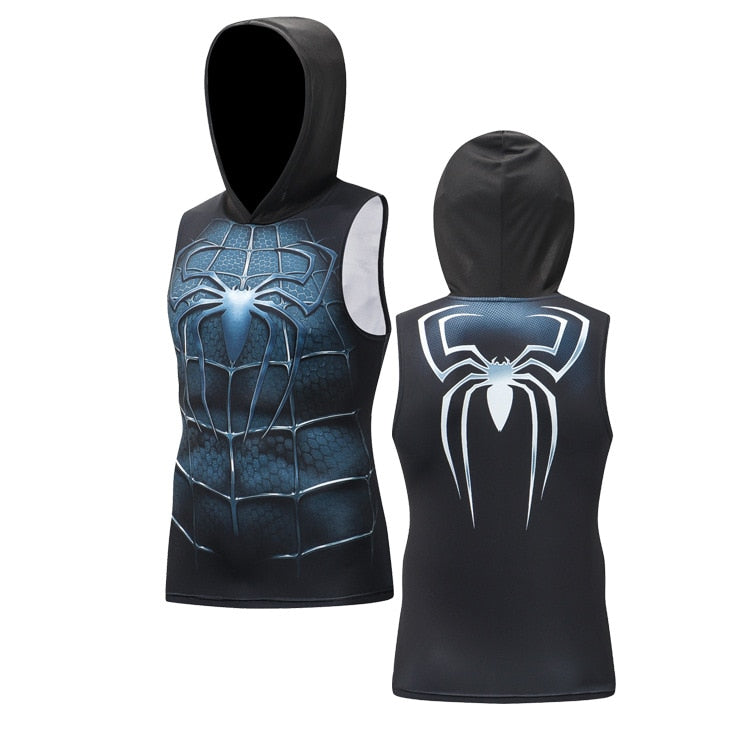 Dark Spiderman Hooded Compression Tank Top – Gymsuperheroes