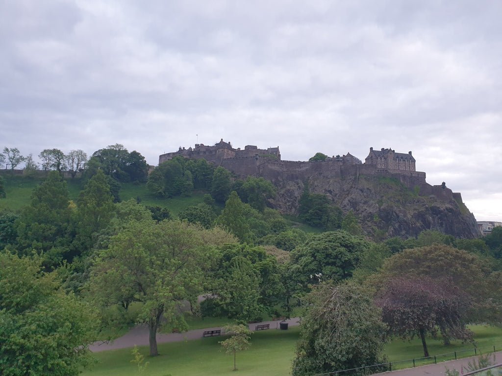view of Edinburgh Castle from central Edinburgh