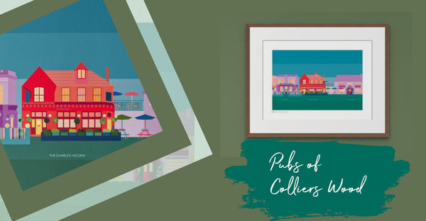 Detail and framed image of illustrated pubs commission
