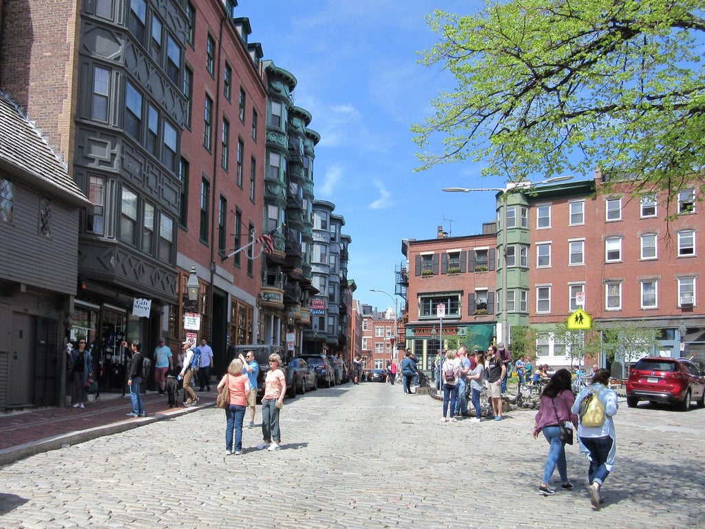 Cobbled streets of North End Boston.