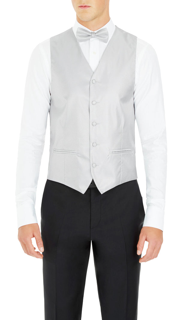 Ensign Formal Satin Vest In Silver Ron Bennett Menswear