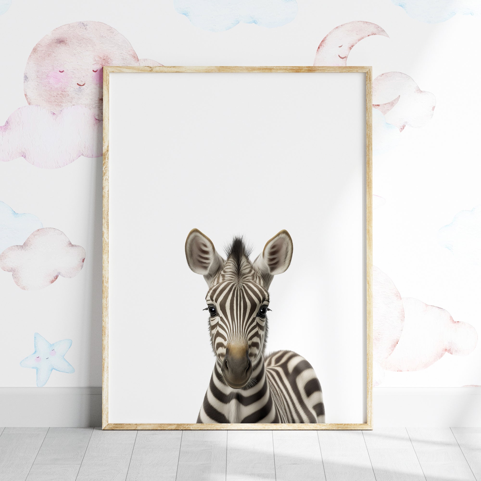 Baby Zebra Portrait Print – Colorful Kiwi - Custom Wall Art