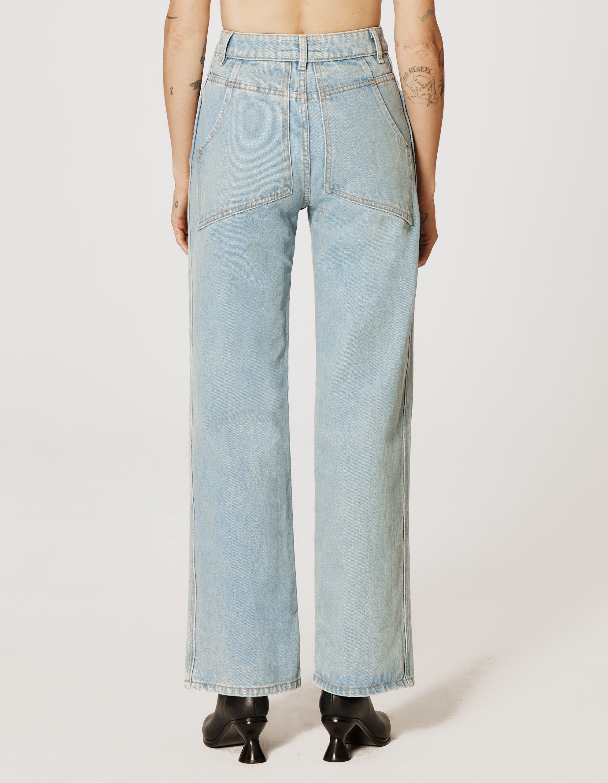 メール便可 2セットまで eckhaus latta blue wide leg jeans タグ付き