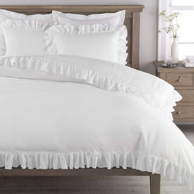 Ruffle Trim 3 Piece Duvet Cover Set 100% Egyptian Cotton 600