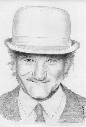 Bild zeichnen lassen mit Bleistift ein Mann mit Hut aus Fotovorlage
