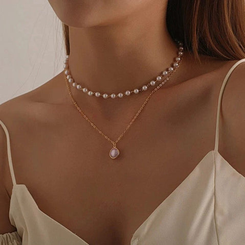 collier moiti perle moitié chaine