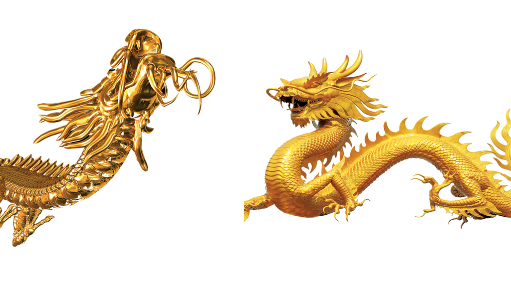 sculpture dragons dorés