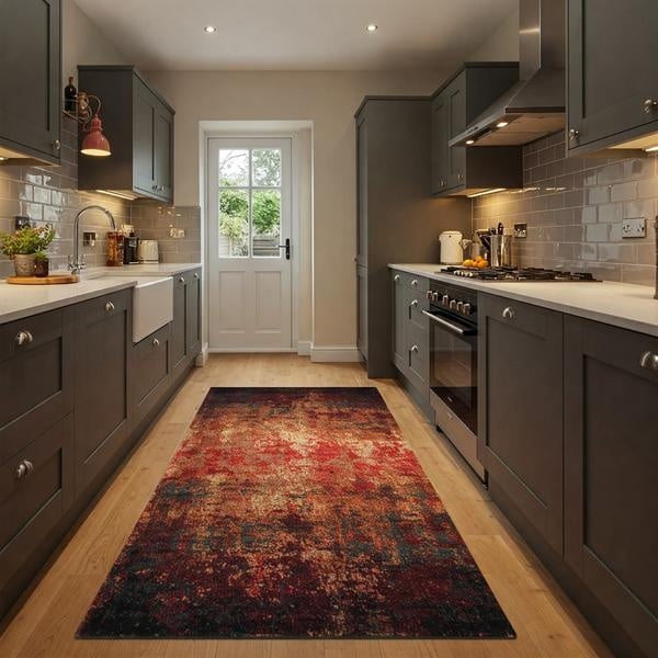 Kitchen rugs for hardwood floors, Non-slip backing to prevent accidents, Protects floors from scratches, Low-pile for easy cleaning, Water-resistant materials for spills