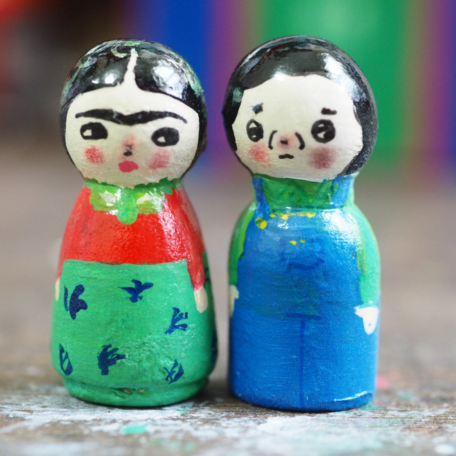 kokeshi peg dolls