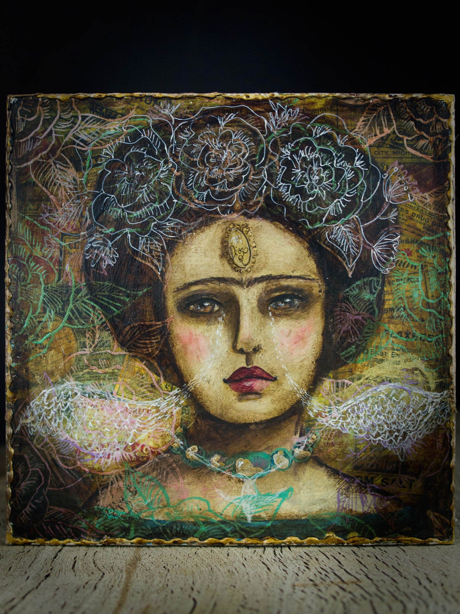 Frida has wings on a fantastic mixed media surreal painting by Danita ...