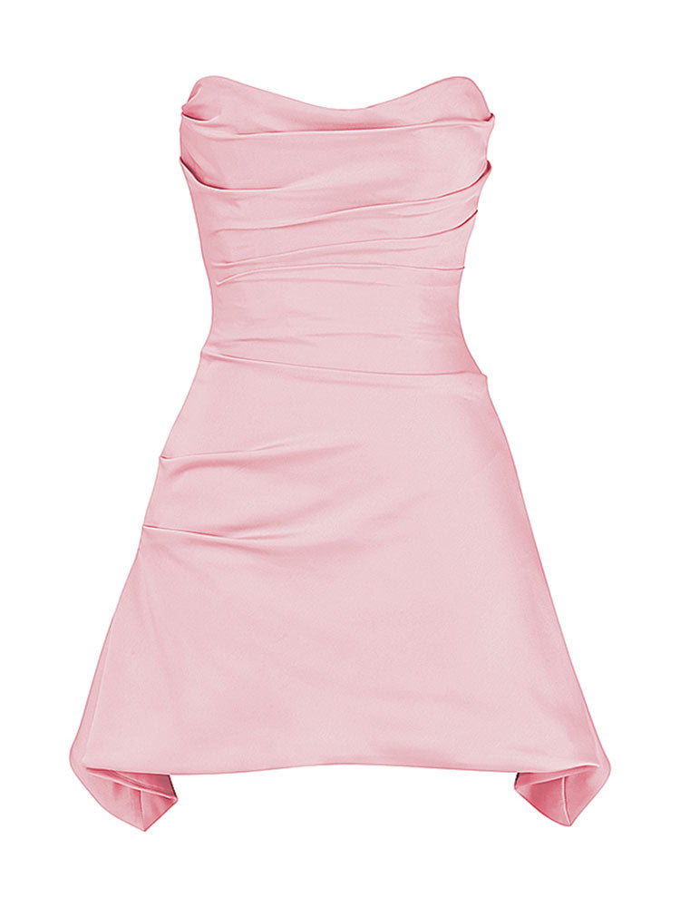Strapless Ruched Draped Mini Party Dress - Image 6
