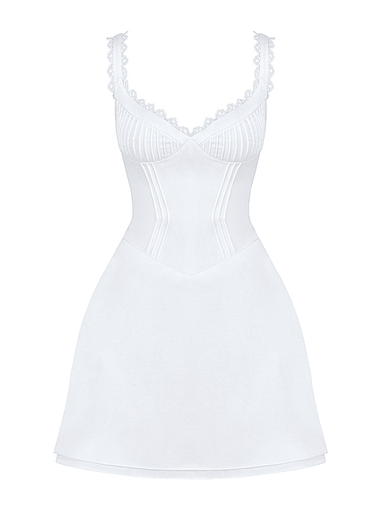 V Neck Pin Tuck Mini Birthday Dress - Image 24
