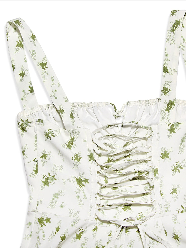Floral Print Tie-Up Strap Flowy Midi Dress - Image 6
