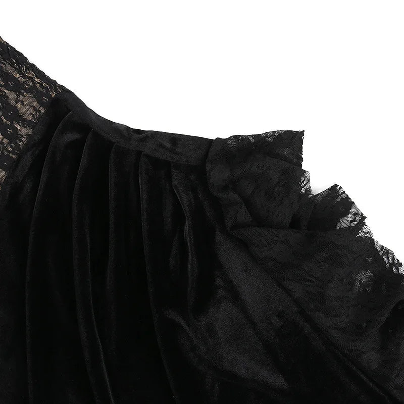 Black Lace Tube Frill Slit Maxi Dress - Image 14