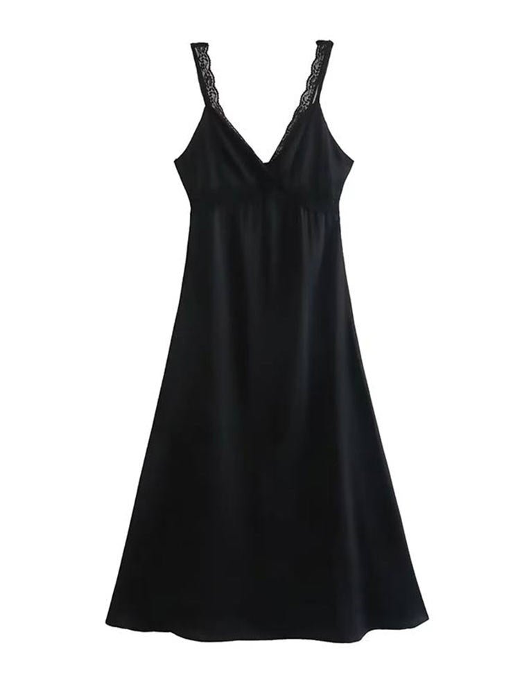 Lace Strap Deep V Sleeveless Maxi Dresses - Image 7