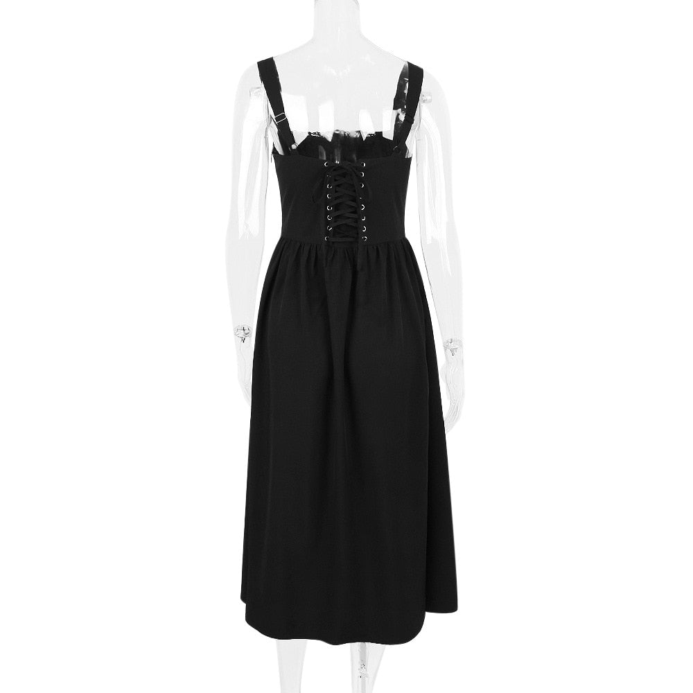 Buttoned Frill Strap Midi Dress - Image 18