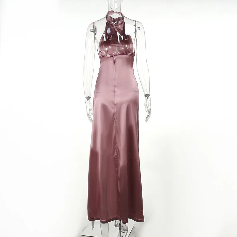 Halter Sleeveless Backless High Spilt Maxi Dress - Image 16