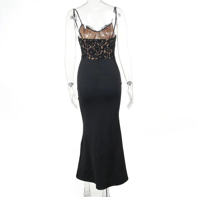 Lace Spaghetti Strap Sleeveless Maxi Dress - Image 22