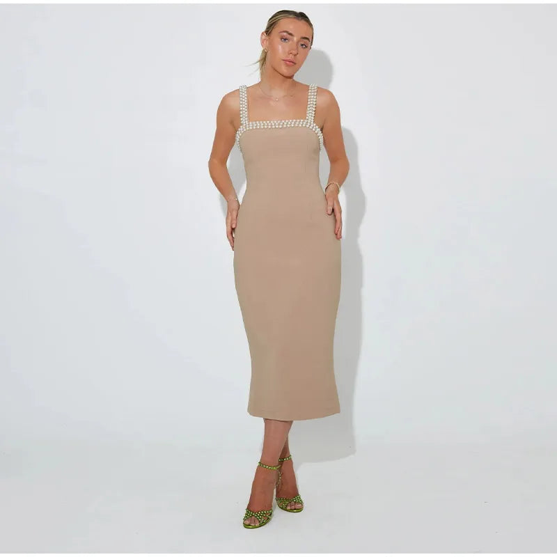Pearls Strap Solid Dress - Image 12