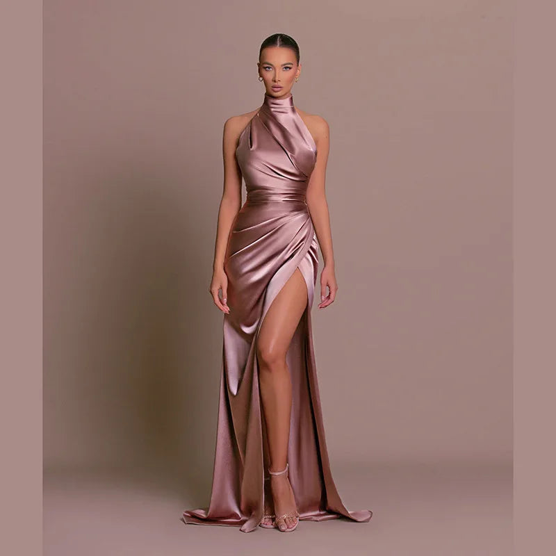Halter Sleeveless Backless High Spilt Maxi Dress - Image 6