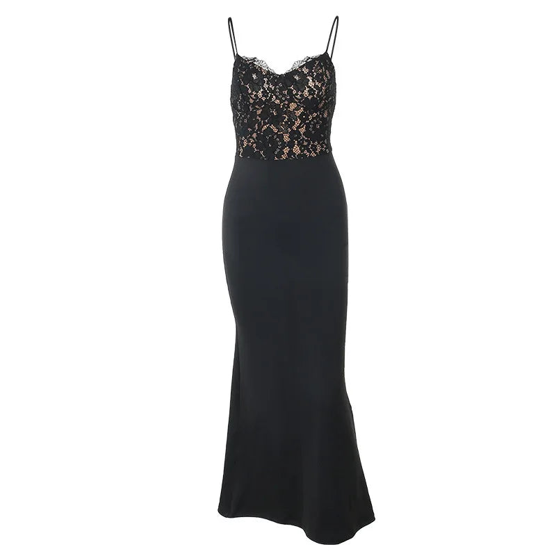 Lace Spaghetti Strap Sleeveless Maxi Dress - Image 29