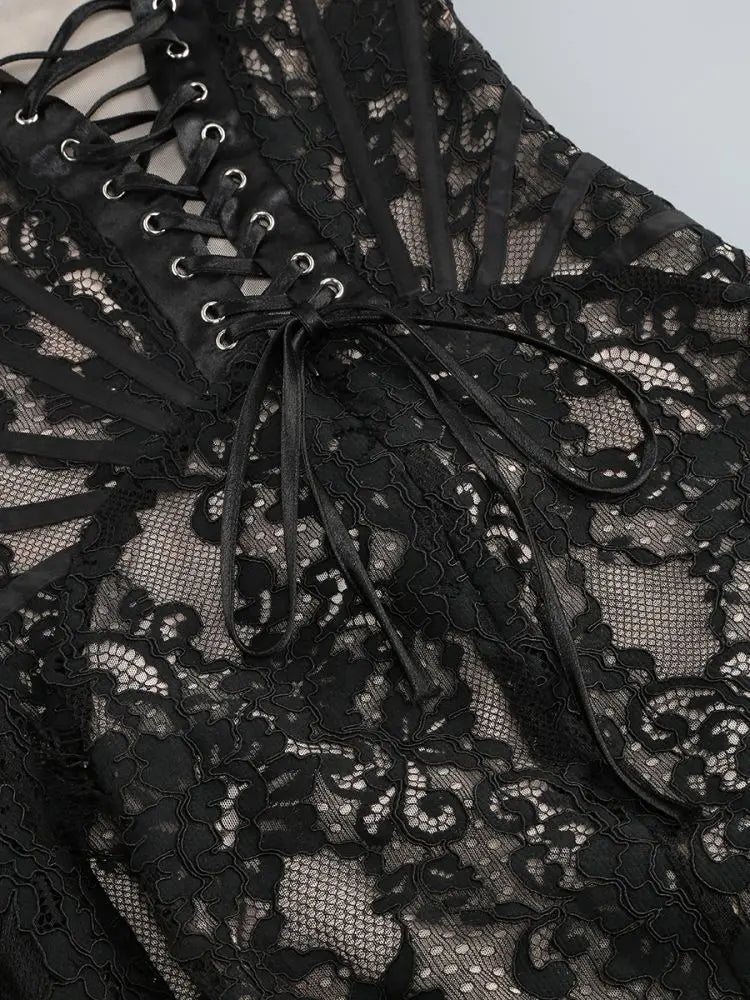 Lace Strapless Sleeveless Corset Mini Dress - Image 24