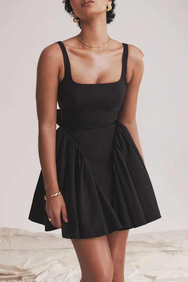 Backless Large Bow Mini Dress - Image 4