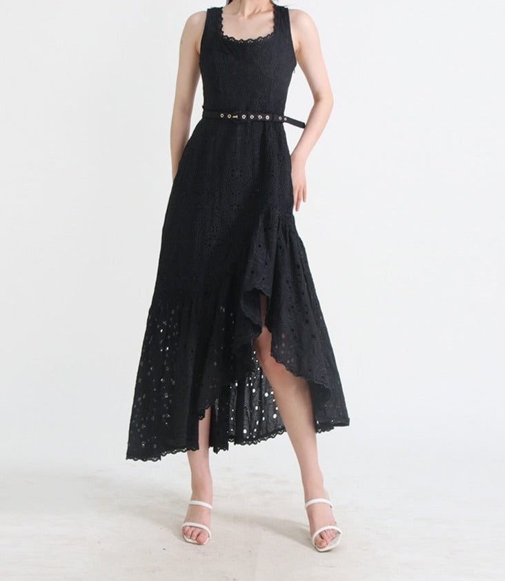 Embroidered Design Frill Midi Dress - Image 12