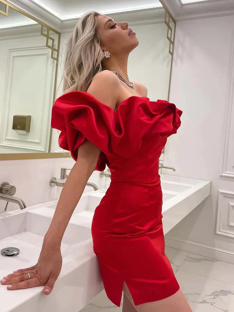 Ruffles Off-shoulder Bodycon Mini Dress - Image 3