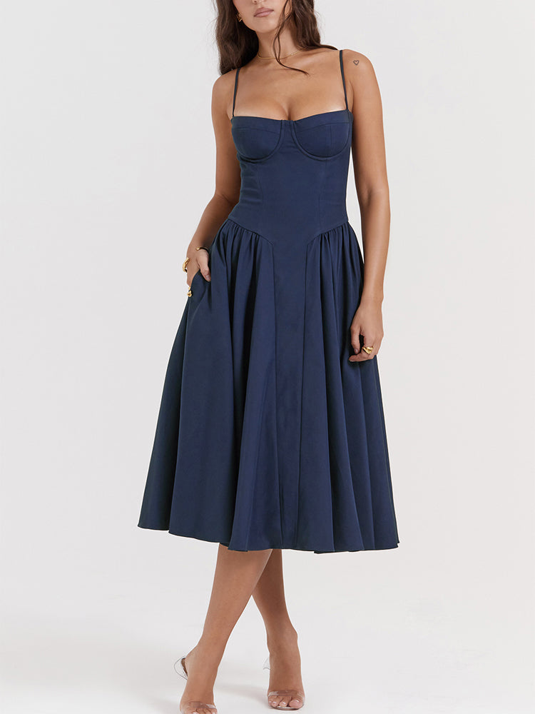 Sweetheart Neck Spaghetti Straps Volume Midi Dress - Image 8