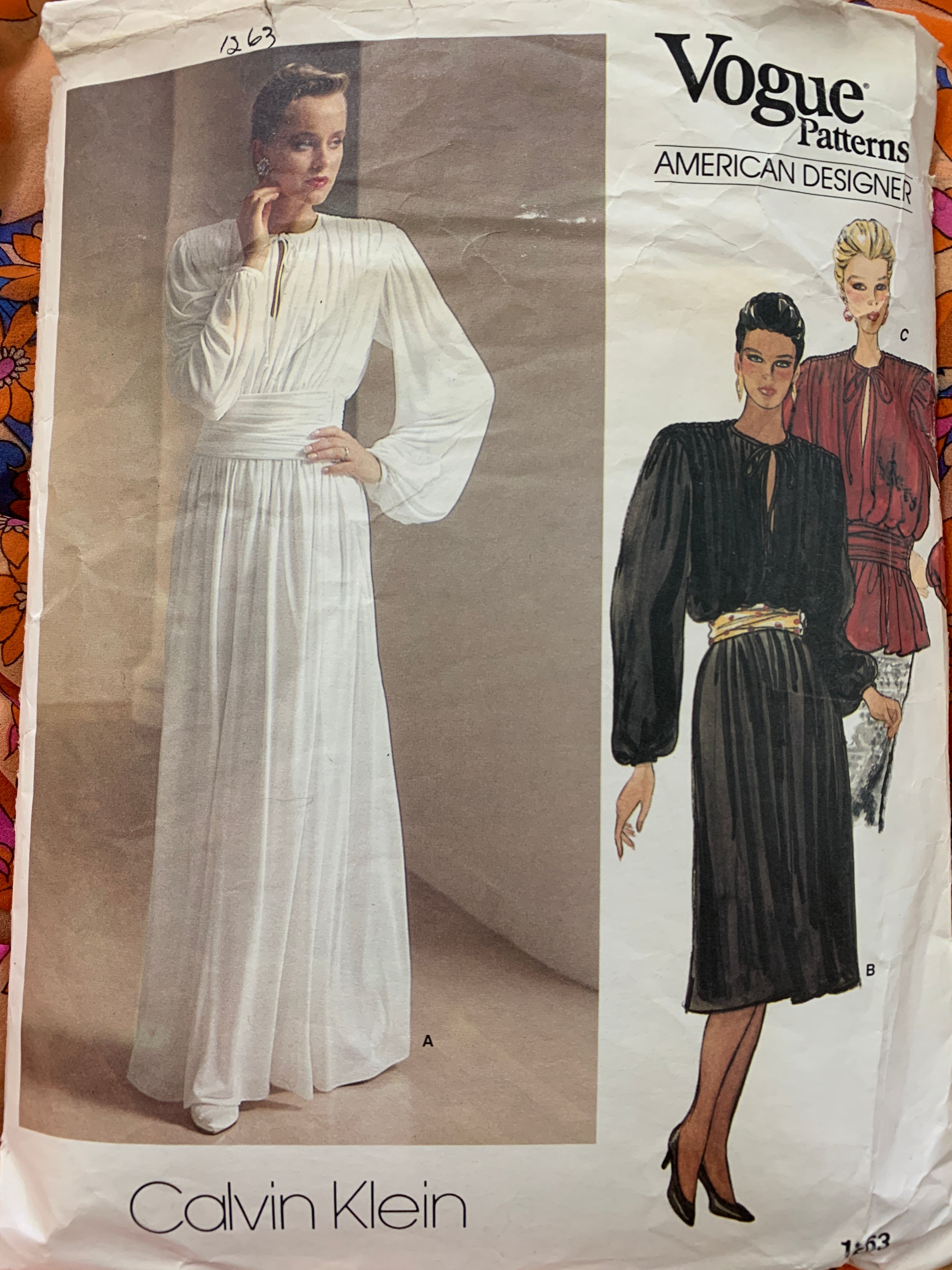 DRESS: Vogue Calvin Klein dress top cummberbund 1980s *1263 – Retro Age  Vintage Fabrics